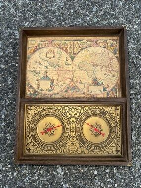 Vintage Map Wall Thermometer & Humidity Gauge